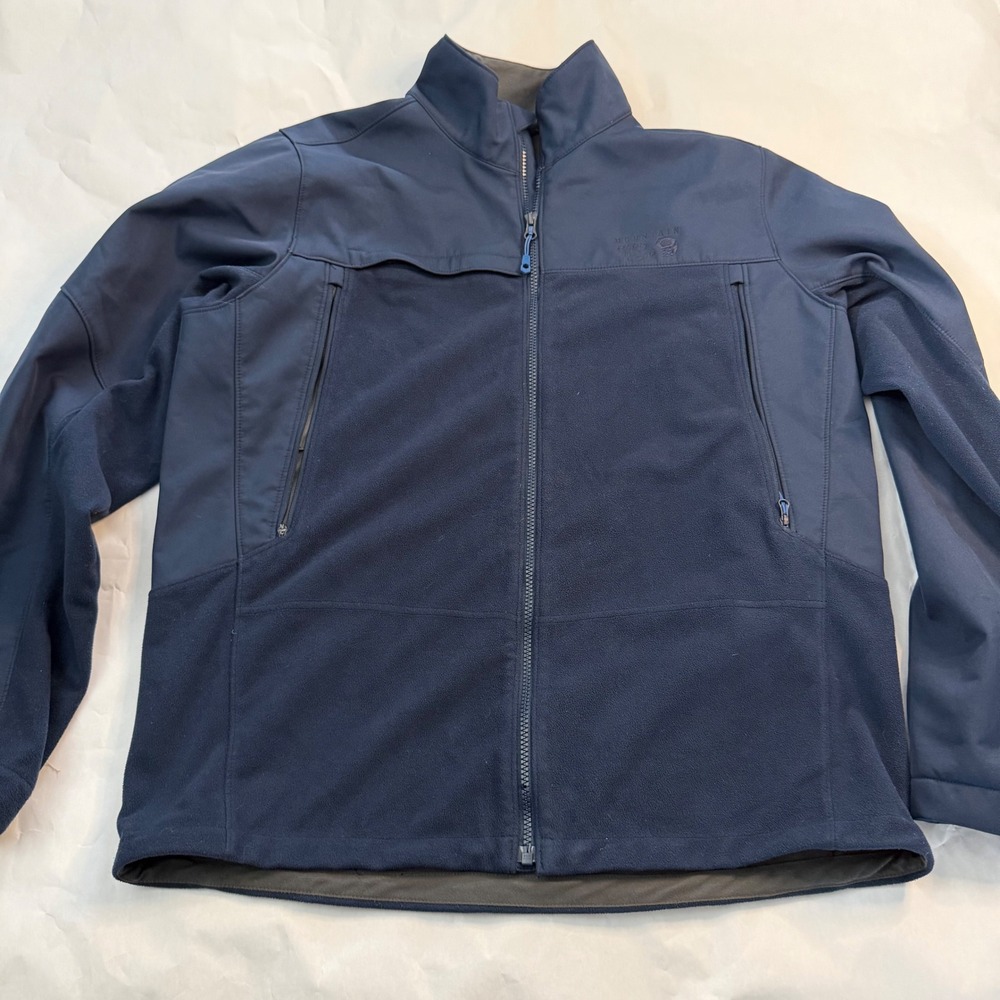 Mountain Hardwear Mens Navy Soft Shell Fleece Lined Jacket Windbreaker Large